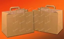 Shopper patisserie kraft havane 36+26x34 (3E10)